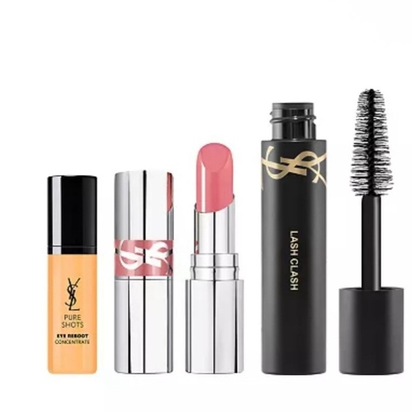 Yves Saint Laurent Black Zip Pouch Charm Essential Set, Lipstick, serum, mascara - Picture 3 of 16